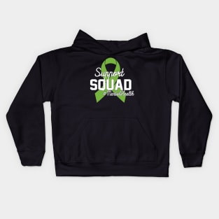 Support Squad Mental Health Awareness Lime Green Ribbon Kids Hoodie